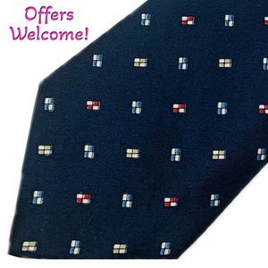 Vittorio Rex 100% Silk Tie Navy Blue Nautical Flags Made in Italy Preppy Classic